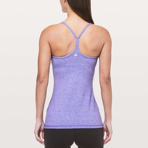 LIKE NEW Lululemon Power Y Tank Luon Heathered Iris Flower Size 6 - Picture 2 of 11